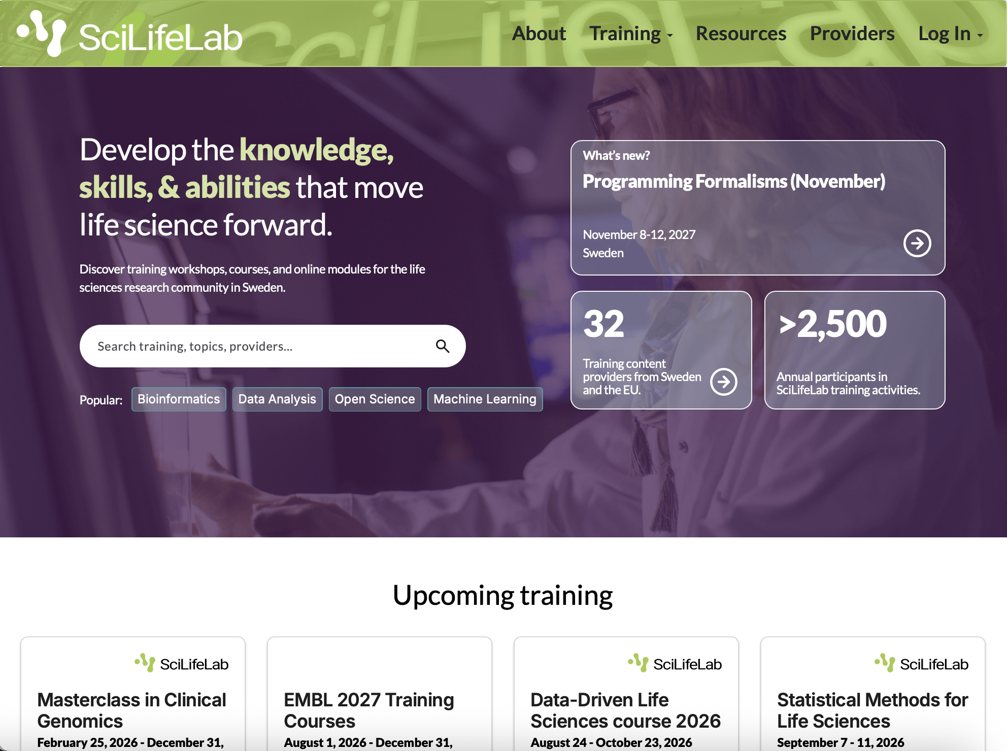 Featured image for The SciLifeLab Training Portal launches the Training Catalogue and Training Preparation Resources
